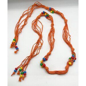 Vintage woven beaded orange belt